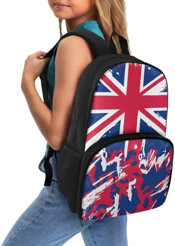 British Flag 2 in 1 Insulated Cooler Lunch Backpack Union Jack Meal Prep Lunch Backpack for Student, Adult Blue Red Splash Art Lunch Box Laptop Backpacks