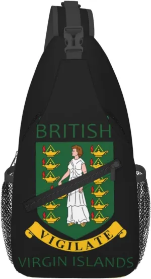 British Virgin Islands Flags Crossbody Bags Sling Backpack Cross Chest Bag Sports Shoulder Bag Gym Fanny Pack Adjustable Cycling Daypack Diagonally Rucksack for Running