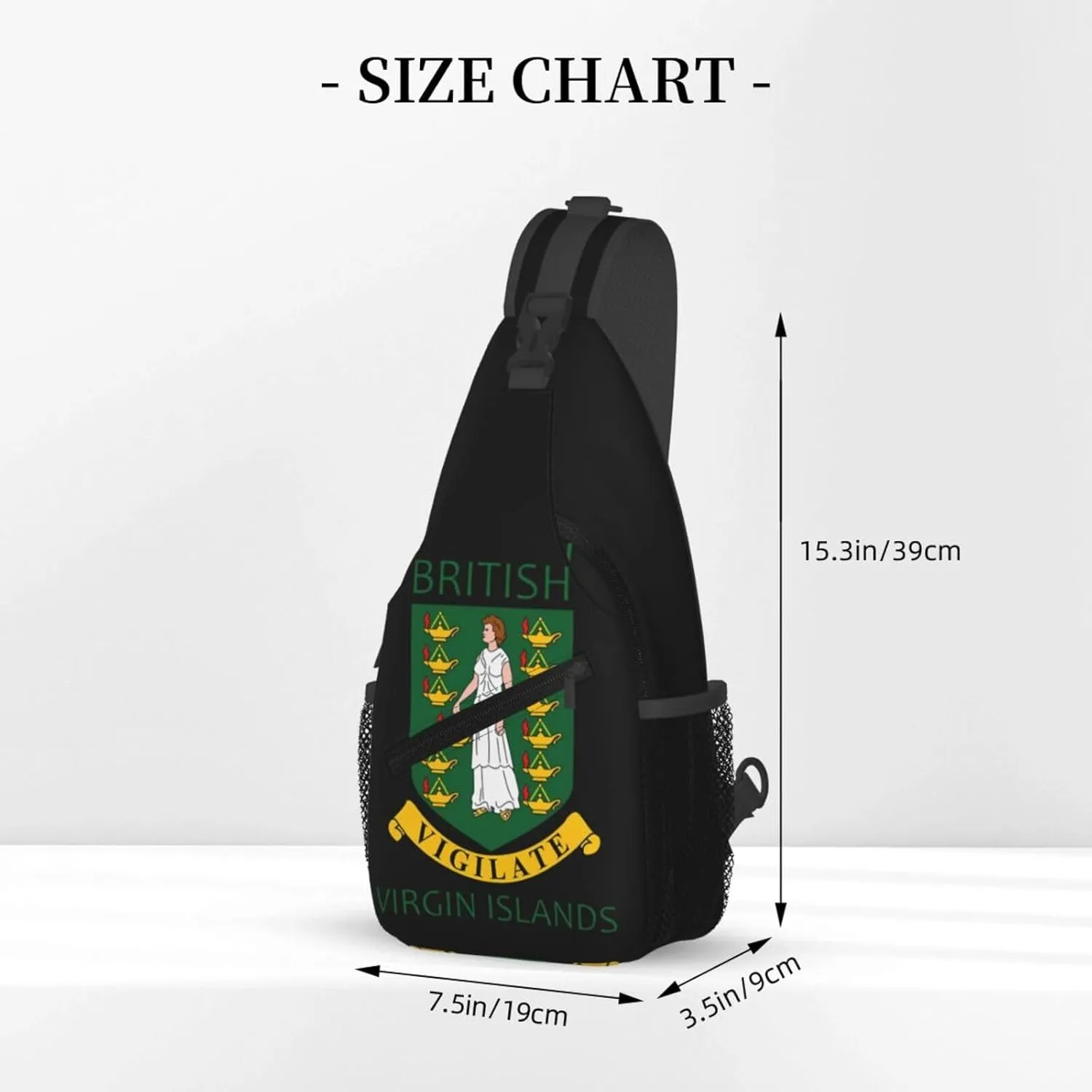 British Virgin Islands Flags Crossbody Bags Sling Backpack Cross Chest Bag Sports Shoulder Bag Gym Fanny Pack Adjustable Cycling Daypack Diagonally Rucksack for Running