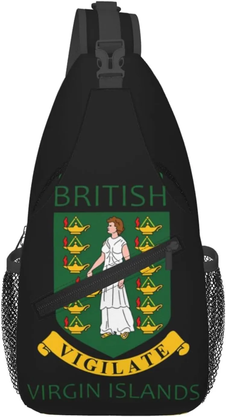 British Virgin Islands Flags Crossbody Bags Sling Backpack Cross Chest Bag Sports Shoulder Bag Gym Fanny Pack Adjustable Cycling Daypack Diagonally Rucksack for Running