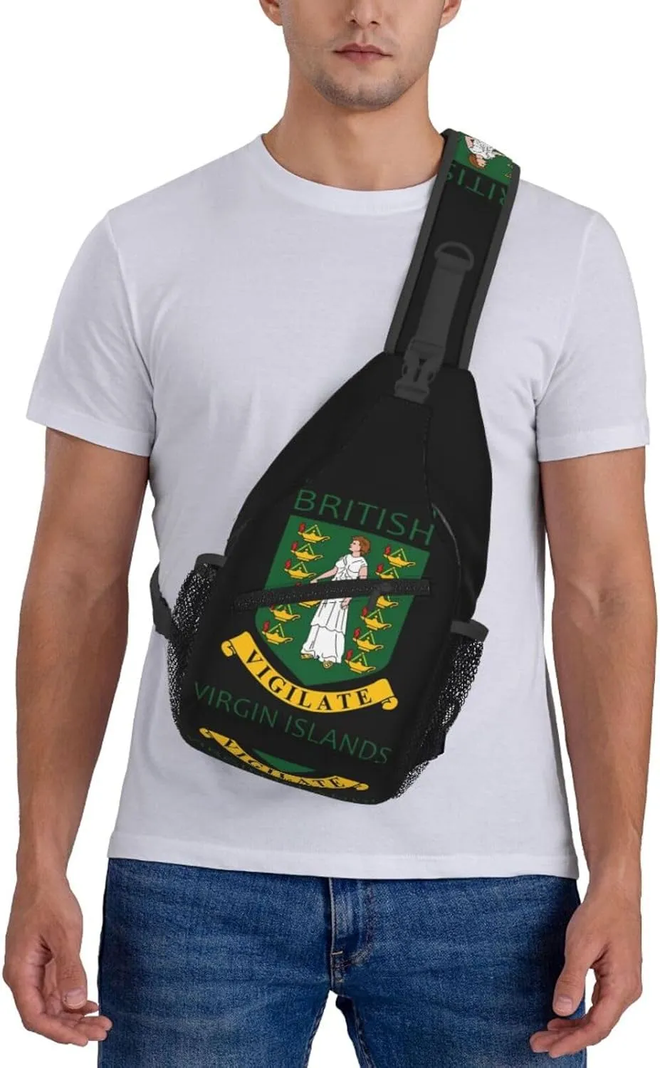 British Virgin Islands Flags Crossbody Bags Sling Backpack Cross Chest Bag Sports Shoulder Bag Gym Fanny Pack Adjustable Cycling Daypack Diagonally Rucksack for Running