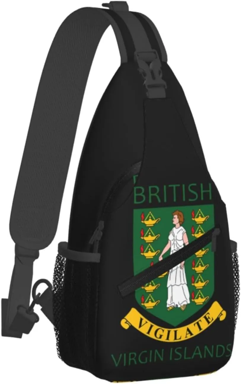 British Virgin Islands Flags Crossbody Bags Sling Backpack Cross Chest Bag Sports Shoulder Bag Gym Fanny Pack Adjustable Cycling Daypack Diagonally Rucksack for Running