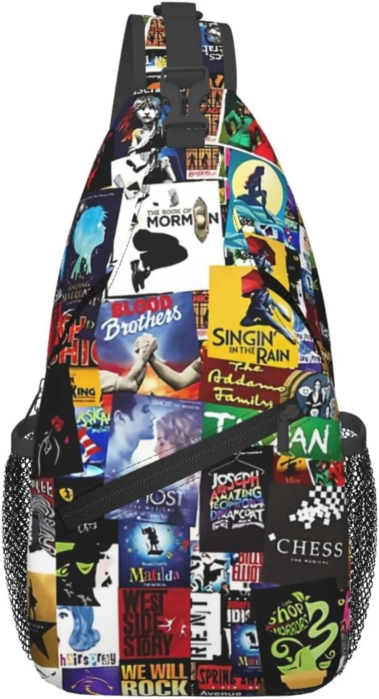 Broadway Musical Sling Backpack Crossbody Sling Bag, Shoulder Bags Chest Bag Daypack Fanny Pack Cross Body Bag For Women Men