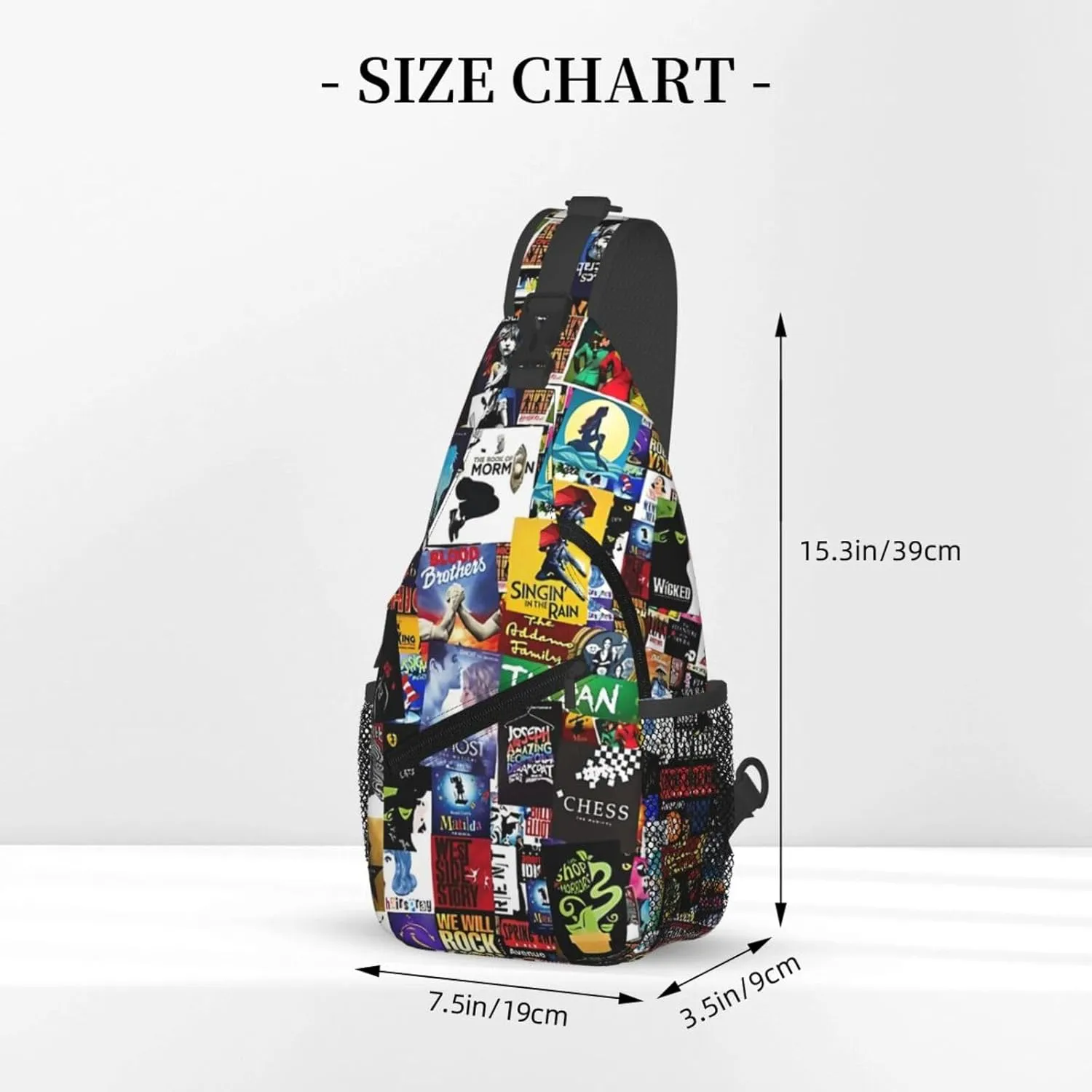Broadway Musical Sling Backpack Crossbody Sling Bag, Shoulder Bags Chest Bag Daypack Fanny Pack Cross Body Bag For Women Men