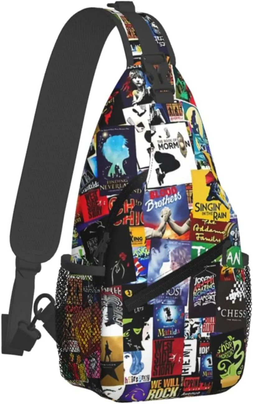 Broadway Musical Sling Backpack Crossbody Sling Bag, Shoulder Bags Chest Bag Daypack Fanny Pack Cross Body Bag For Women Men