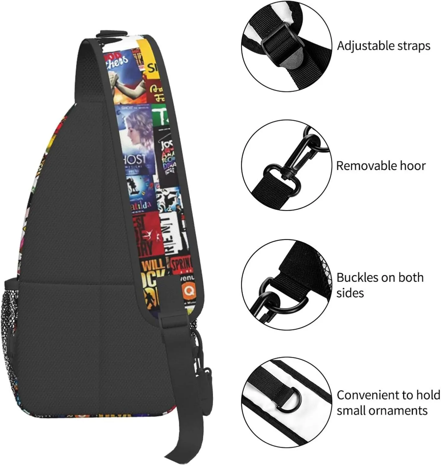 Broadway Musical Sling Backpack Crossbody Sling Bag, Shoulder Bags Chest Bag Daypack Fanny Pack Cross Body Bag For Women Men