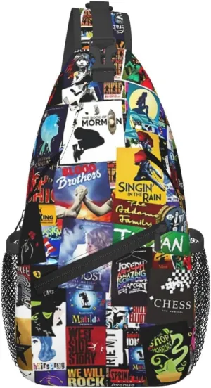 Broadway Musical Sling Backpack Crossbody Sling Bag, Shoulder Bags Chest Bag Daypack Fanny Pack Cross Body Bag For Women Men