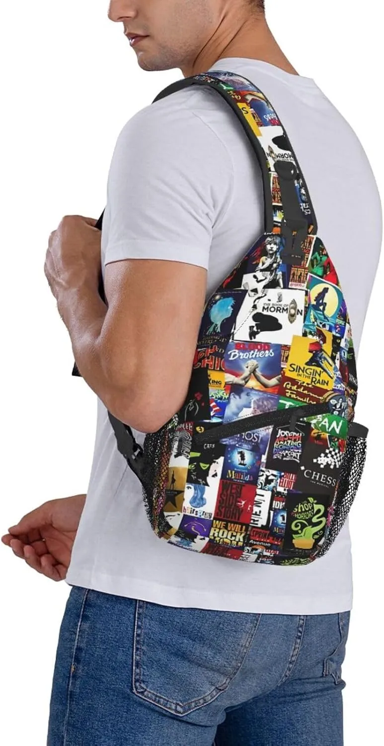 Broadway Musical Sling Backpack Crossbody Sling Bag, Shoulder Bags Chest Bag Daypack Fanny Pack Cross Body Bag For Women Men