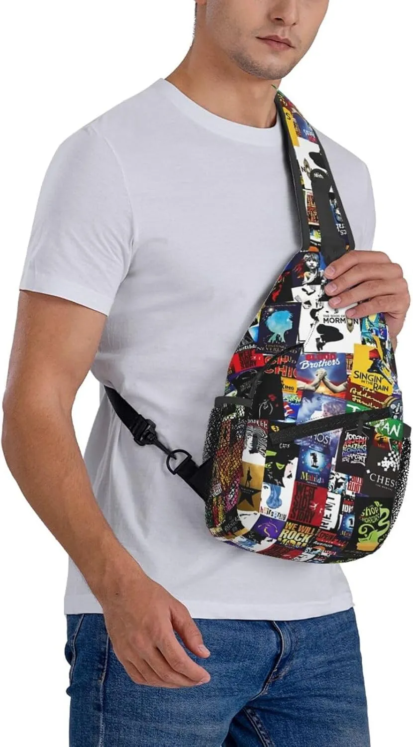 Broadway Musical Sling Backpack Crossbody Sling Bag, Shoulder Bags Chest Bag Daypack Fanny Pack Cross Body Bag For Women Men