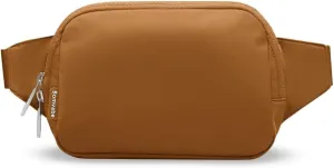 Brown Fanny Pack 1L for Women with 2-way Zipper, Small Belt Bag with Adjustable Strap 53", Fashion Waist Bag with Multiple Pockets, Crossbody Bag for Travel Gym Running Hiking Cycling