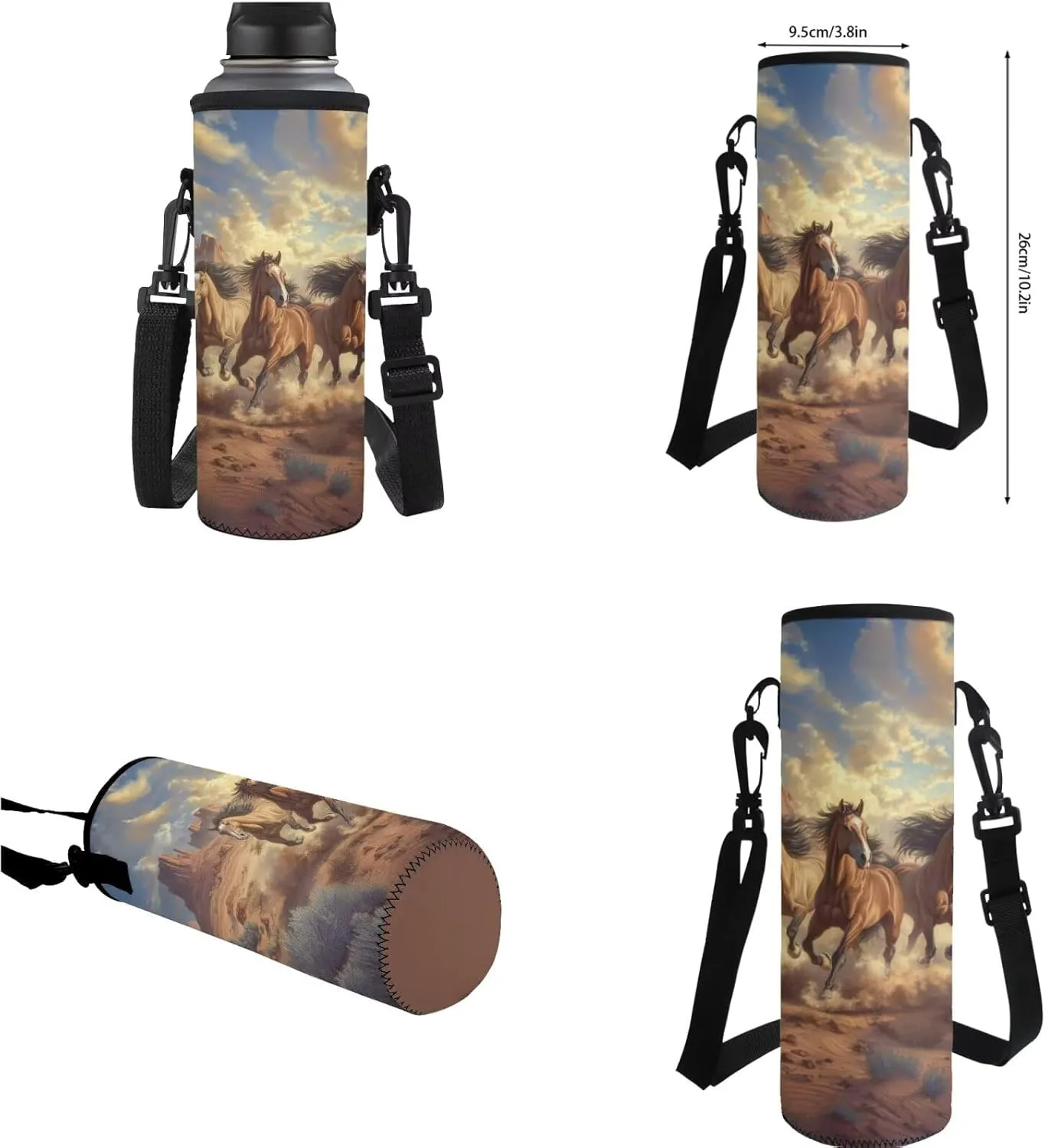 Brown Horse Backpack for Boys Kids Backpack with Lunch Box Water Bottle Holder and Aesthetic Pencil Case 4PCS Set 4th 5th 6th Grade Cute Bookbag 17 inch Kawaii School Bag