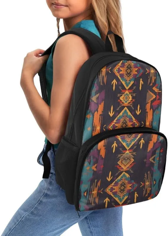Brown Tribal Arrow Insulated Cooler Backpack Lunch Box Aztec Ethnic Geometric Leak Proof Lunch Bag Laptop Backpacks Southwest Zigzag for Work Picnic College Travel