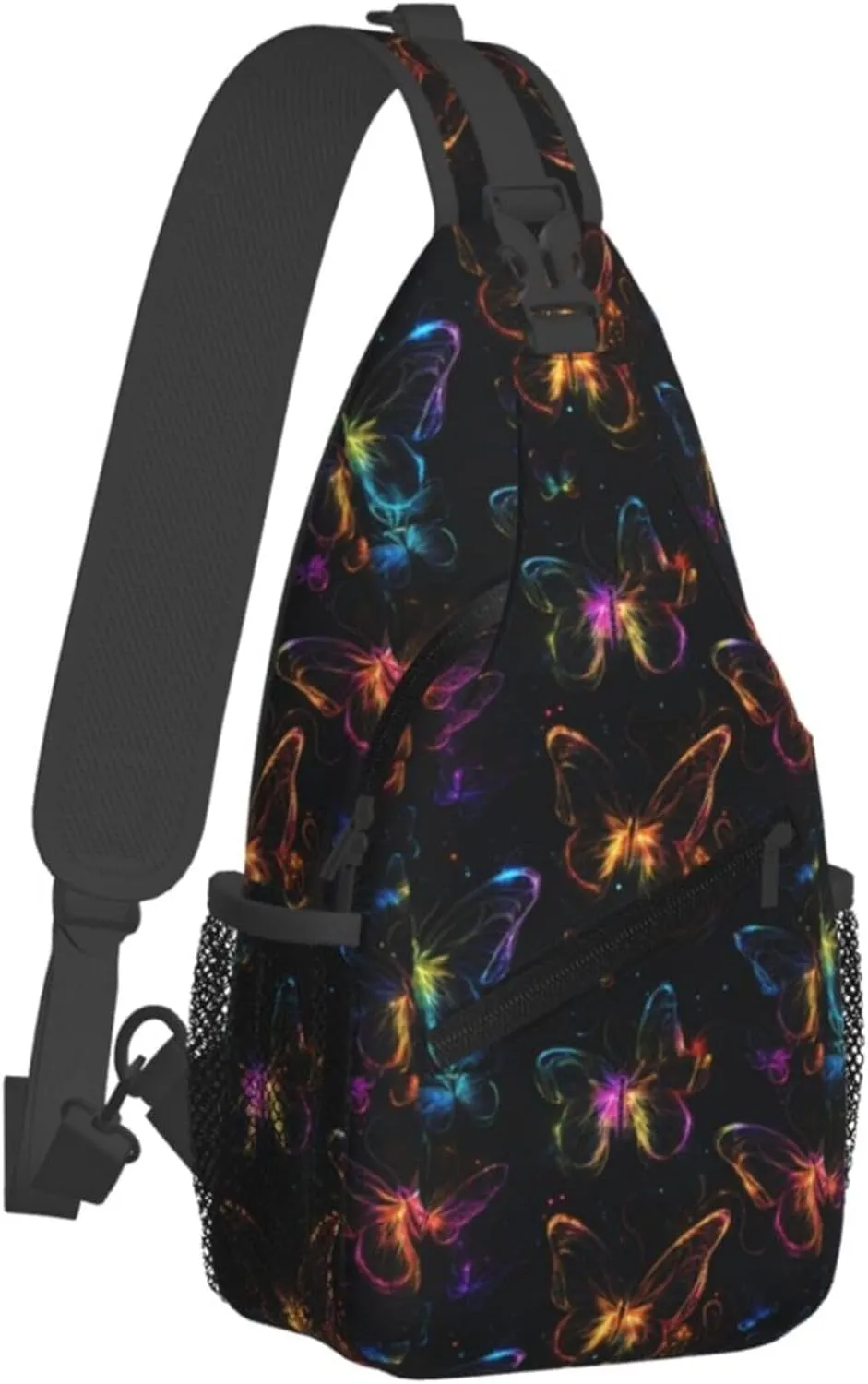 Butterfliy with Glowing Wings Sling Backpack Crossbody Bag, Chest Bag Daypack for Outdoors Hiking Traveling