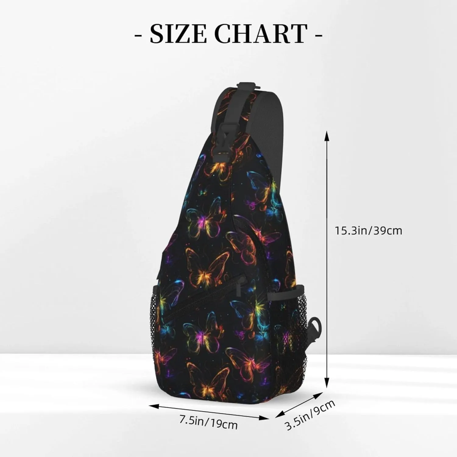 Butterfliy with Glowing Wings Sling Backpack Crossbody Bag, Chest Bag Daypack for Outdoors Hiking Traveling