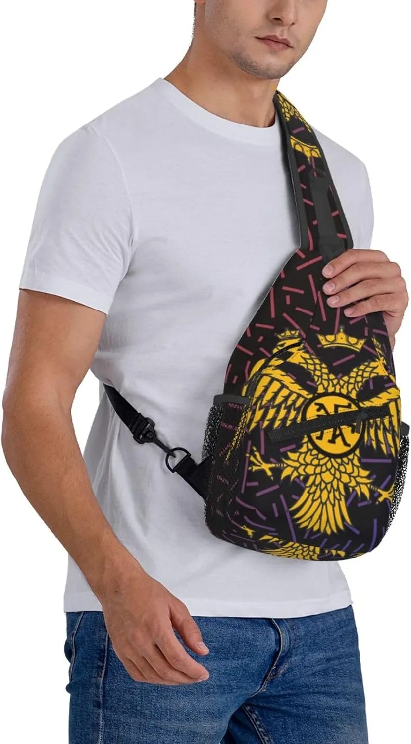 Byzantine Eagle A-rmy Crossbody Backpack Chest Shoulder Bag Lightweight One Strap Travel Hiking Daypack
