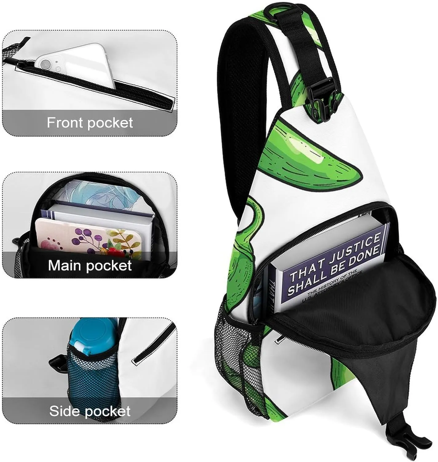 Cactus And Flowers Sling Bag Lightweight Crossbody Chest Pack Travel Shoulder Bag with Adjustable Strap