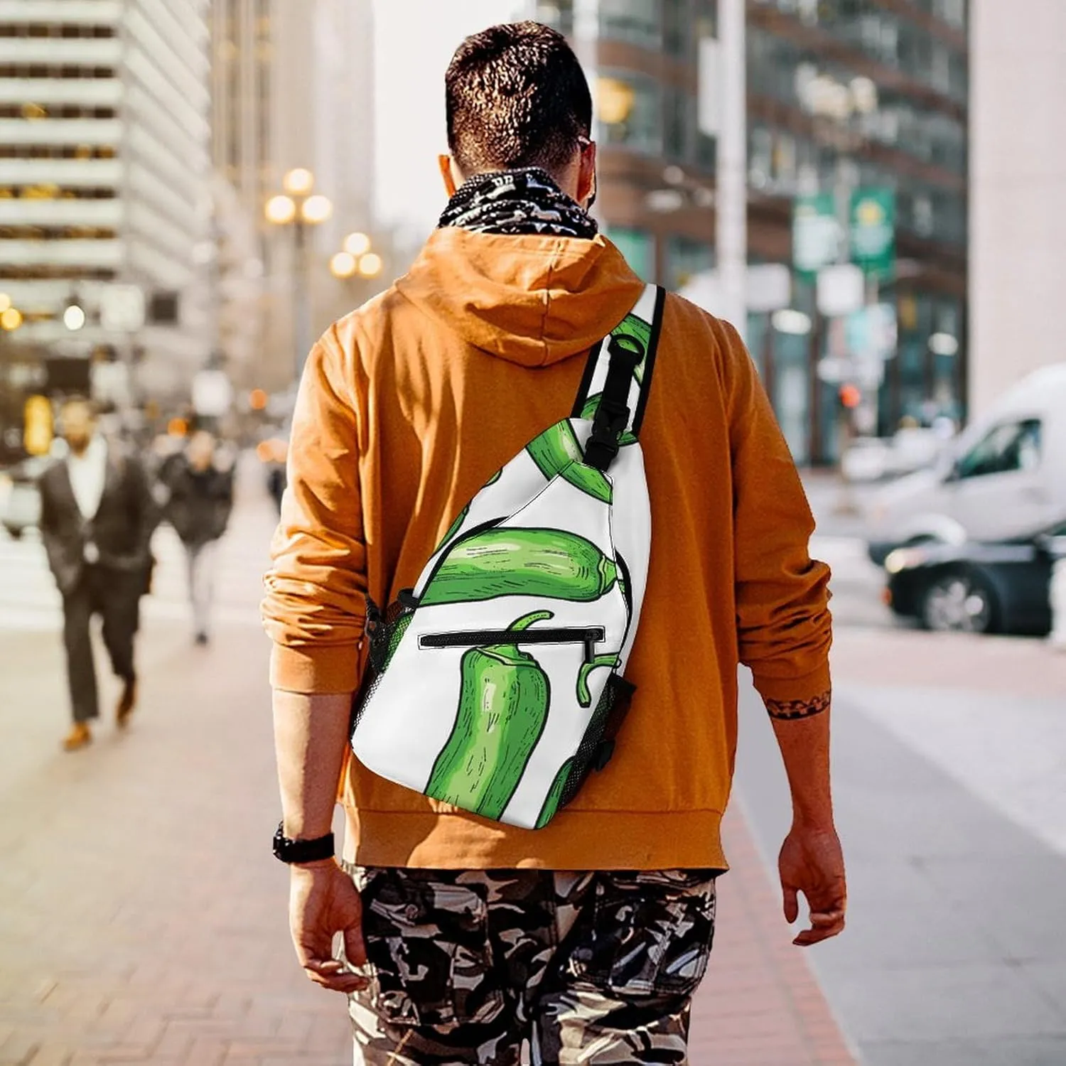 Cactus And Flowers Sling Bag Lightweight Crossbody Chest Pack Travel Shoulder Bag with Adjustable Strap