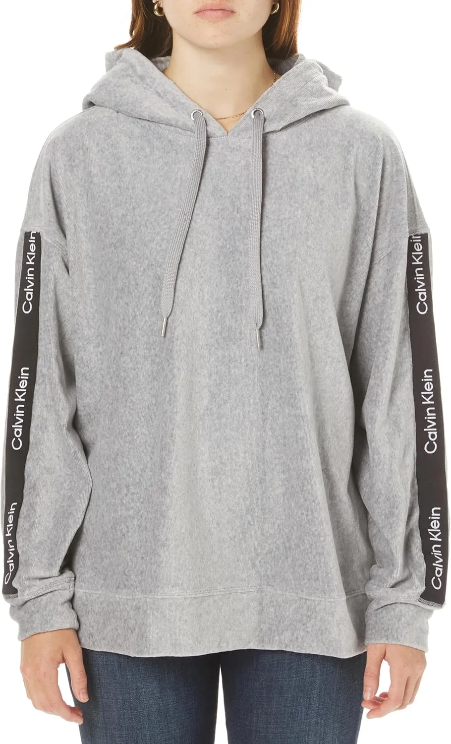 Calvin Klein Performance Women's Logo Tape Micro Rib Velour Pullover