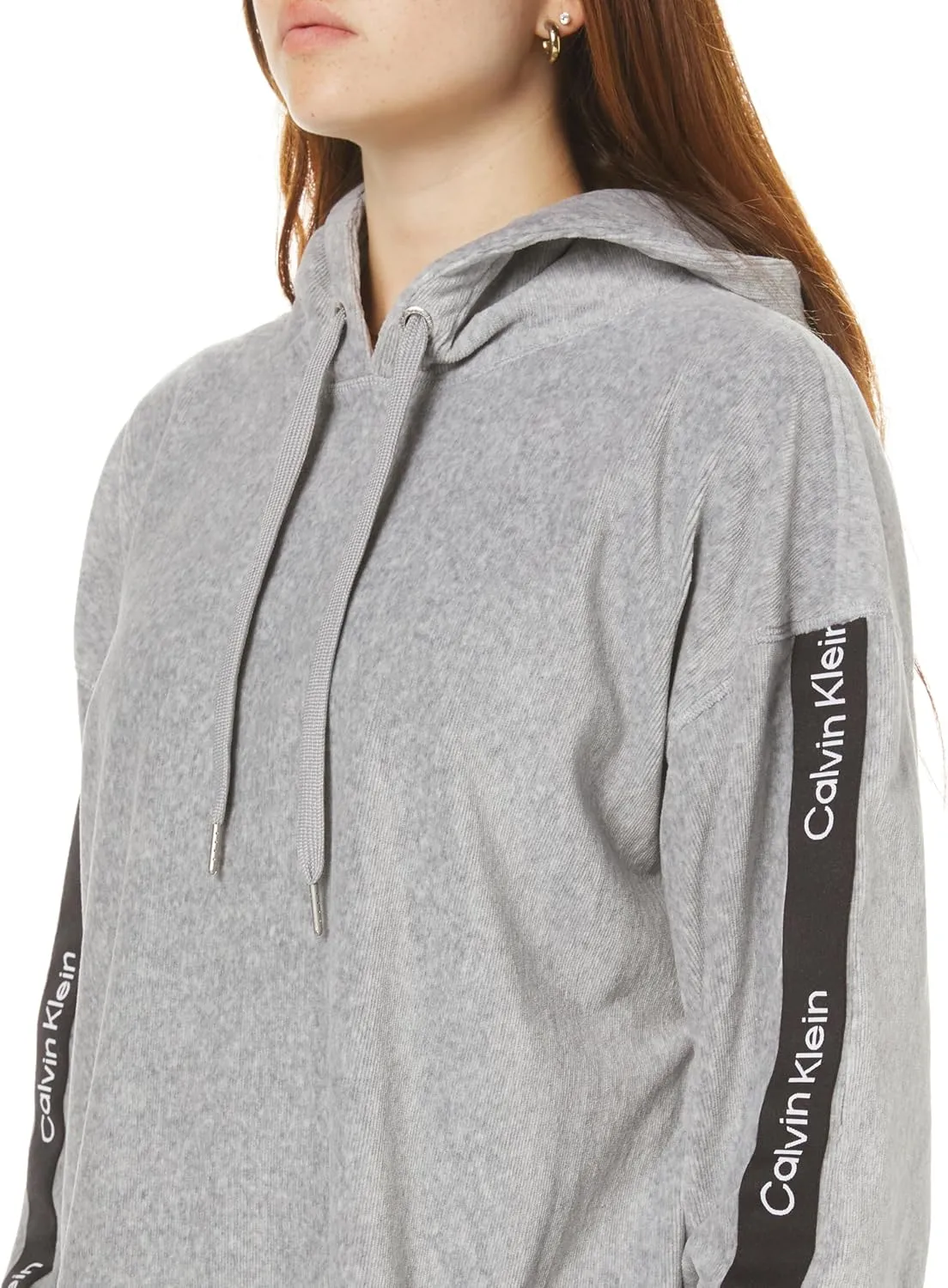 Calvin Klein Performance Women's Logo Tape Micro Rib Velour Pullover