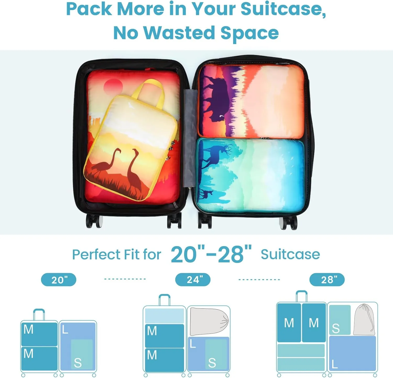 Cambond Mesh Compression Packing Cubes Travel - Space Saving Packing Cubes for Travel Women, Lightweight Compression Cubes for Travel Bags Luggage Packing Organizer for Suitcases