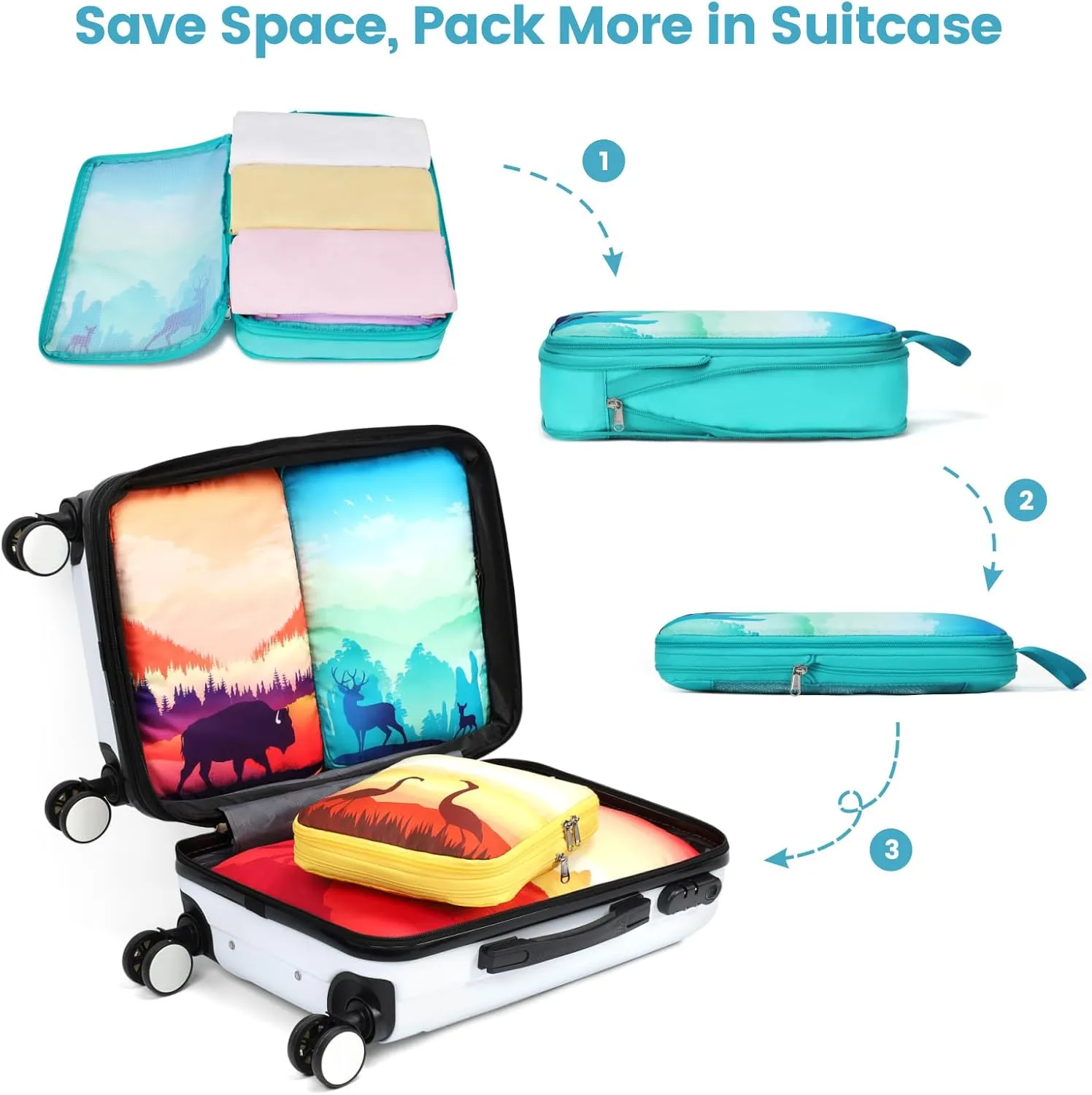 Cambond Mesh Compression Packing Cubes Travel - Space Saving Packing Cubes for Travel Women, Lightweight Compression Cubes for Travel Bags Luggage Packing Organizer for Suitcases