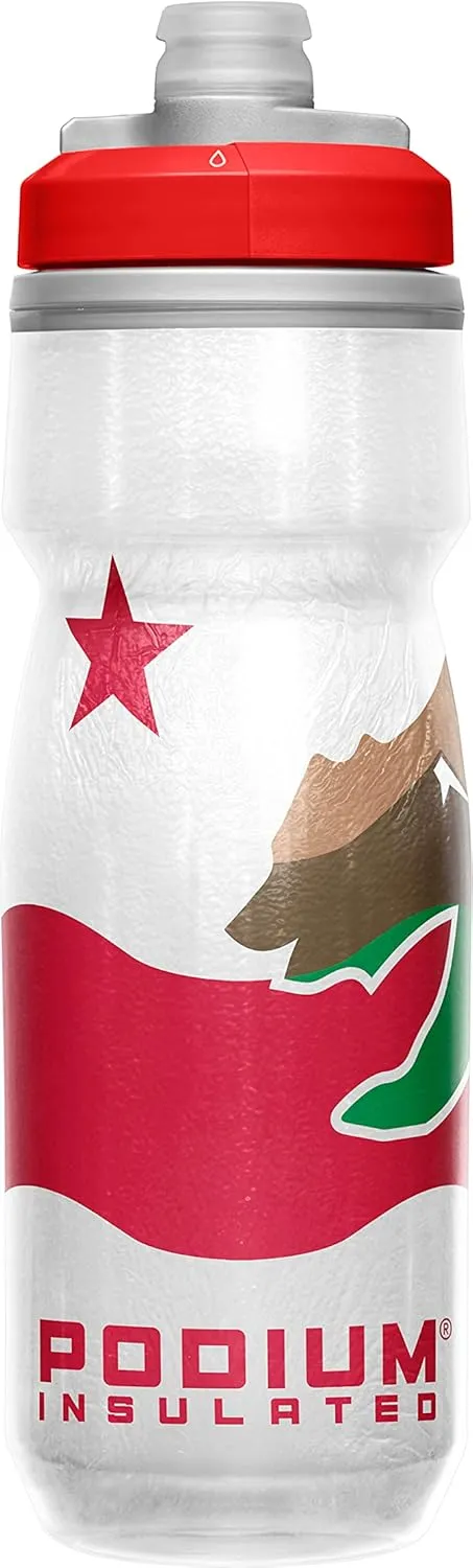 CamelBak Podium Chill Insulated Bike Water Bottle - Easy Squeeze Bottle - Fits Most Bike Cages - 21oz, California