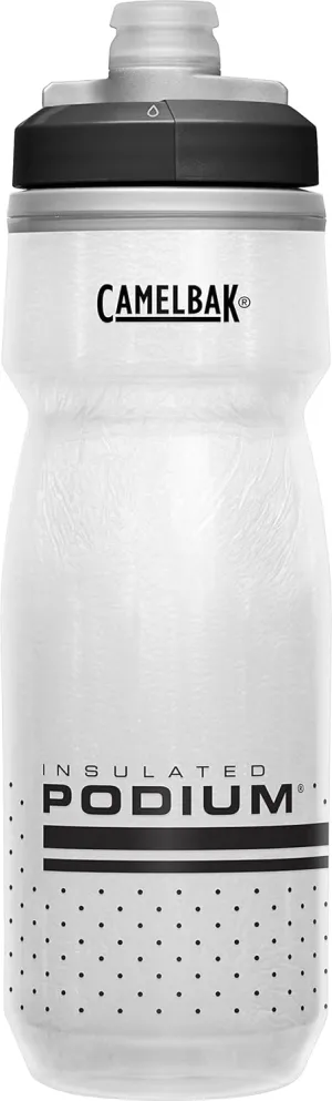 CamelBak Podium Chill Insulated Bike Water Bottle - Easy Squeeze Bottle - Fits Most Bike Cages - 21oz, White/Black