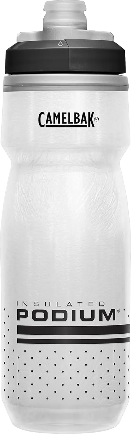 CamelBak Podium Chill Insulated Bike Water Bottle - Easy Squeeze Bottle - Fits Most Bike Cages - 21oz, White/Black