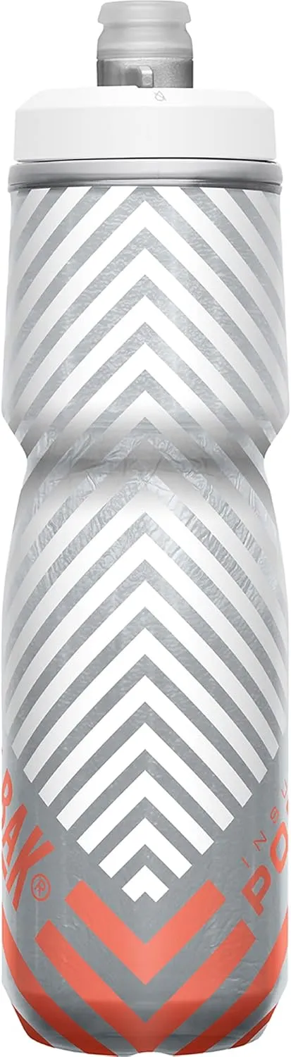 CamelBak Podium Chill Insulated Bike Water Bottle - Easy Squeeze Bottle - Fits Most Bike Cages - 24oz, Coral Stripe
