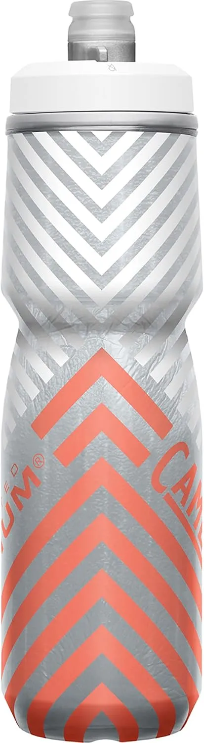 CamelBak Podium Chill Insulated Bike Water Bottle - Easy Squeeze Bottle - Fits Most Bike Cages - 24oz, Coral Stripe