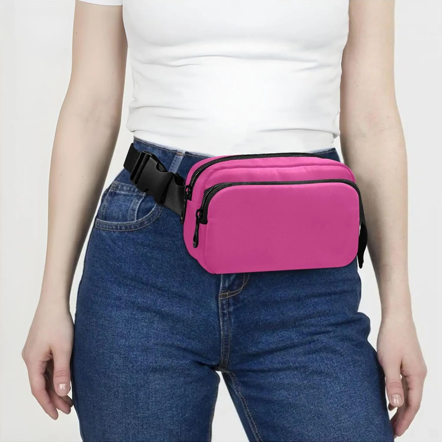 Camellia Pink Fanny Packs for Women Hiking Belt Bag Hip Pack Waterproof Cross Body Waist Pack