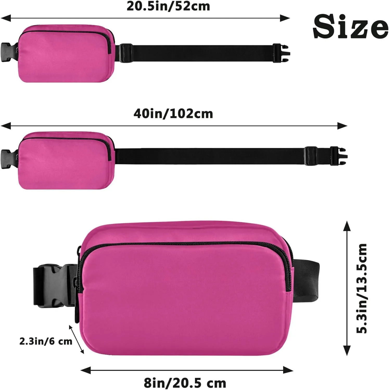 Camellia Pink Fanny Packs for Women Hiking Belt Bag Hip Pack Waterproof Cross Body Waist Pack