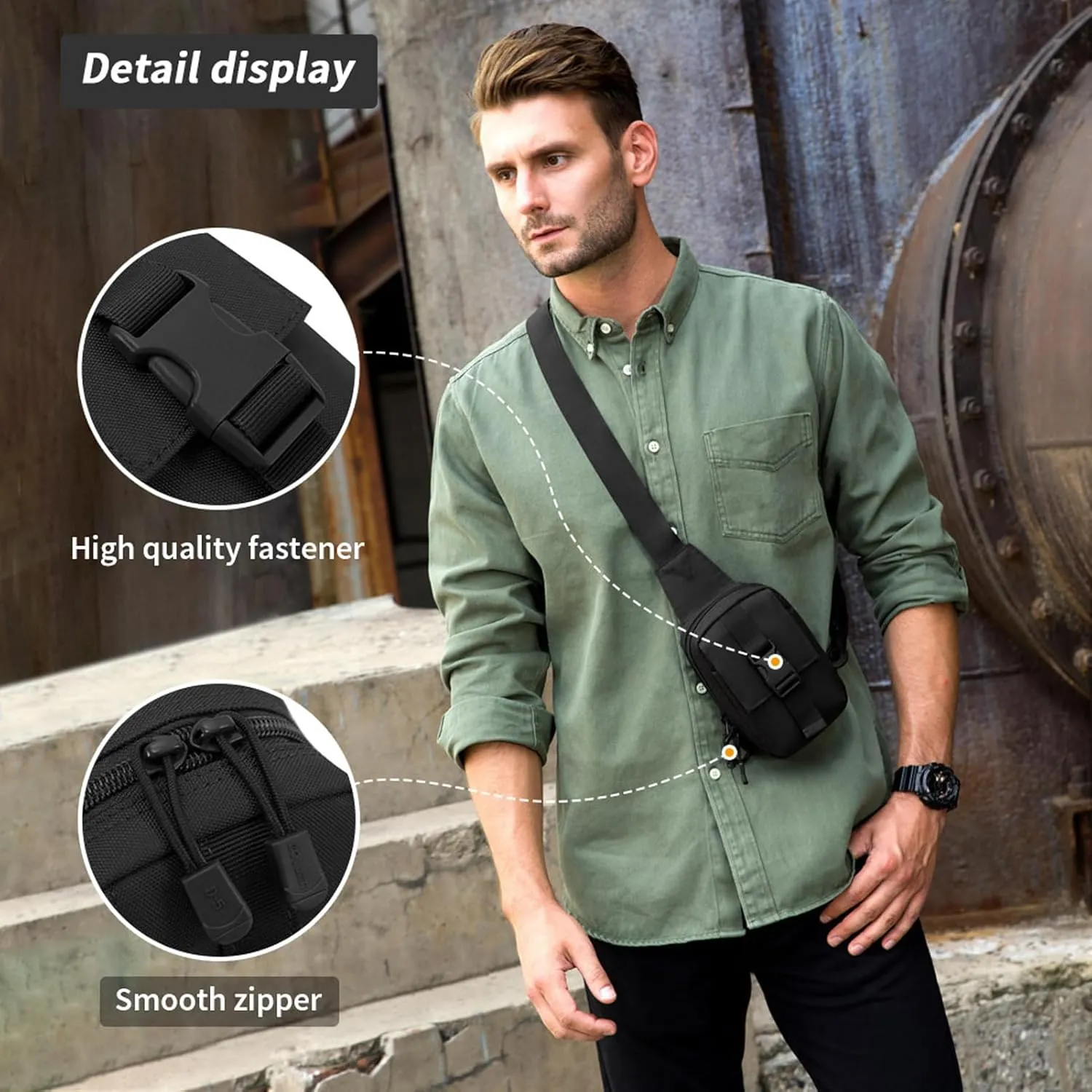 CamGo Small Tactical Chest Sling Bag Lightweight One Strap Daypack Crossbody Shoulder Backpack