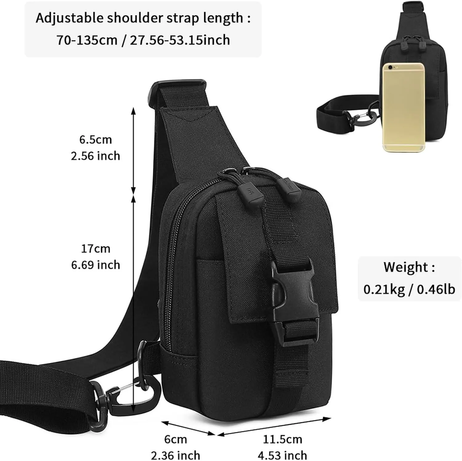 CamGo Small Tactical Chest Sling Bag Lightweight One Strap Daypack Crossbody Shoulder Backpack