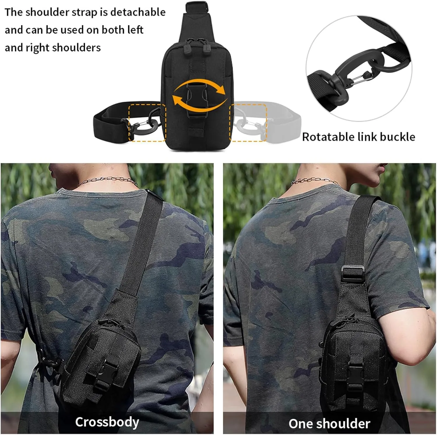 CamGo Small Tactical Chest Sling Bag Lightweight One Strap Daypack Crossbody Shoulder Backpack