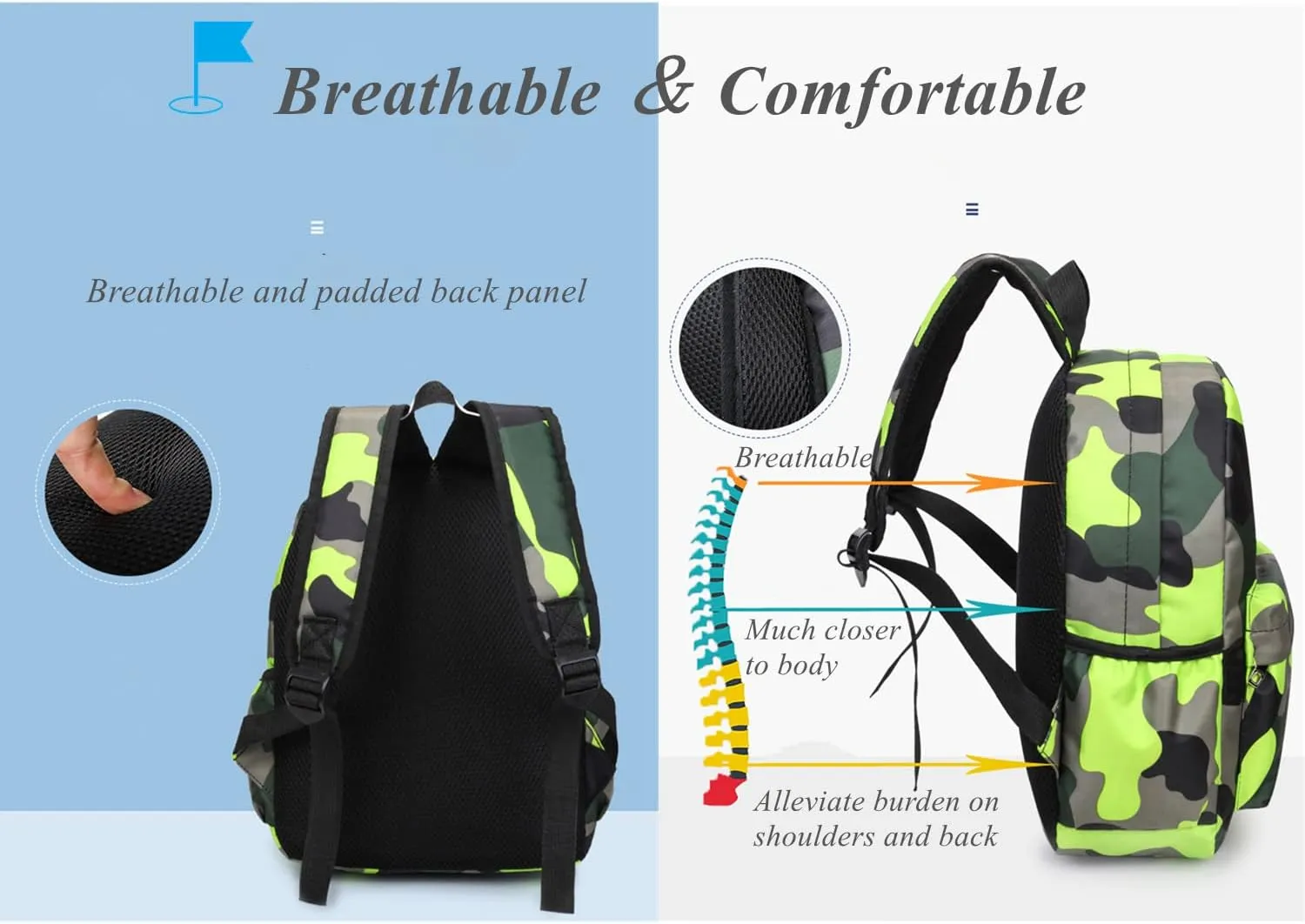 Camo Prints Preschool Kindergarten Backpack Rucksack Camouflage Toddler Kids Bookbag Daycare Bag