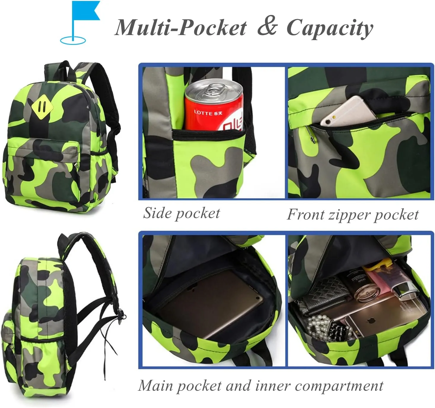 Camo Prints Preschool Kindergarten Backpack Rucksack Camouflage Toddler Kids Bookbag Daycare Bag