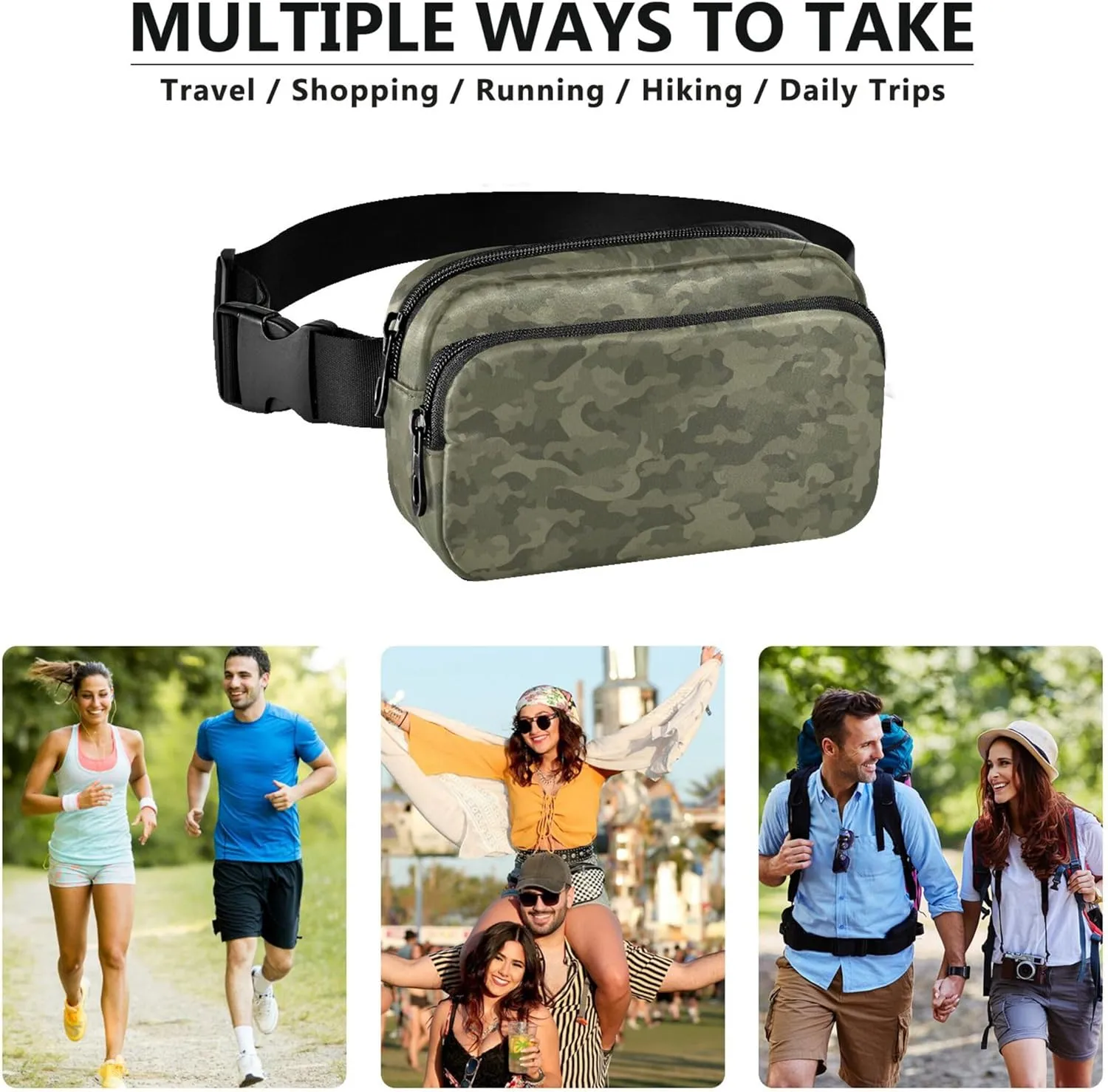 Camouflage Military Infantry Waterproof Women Fanny Packs Belt Bag Hip Pack Pattern Waist Pouches for Men