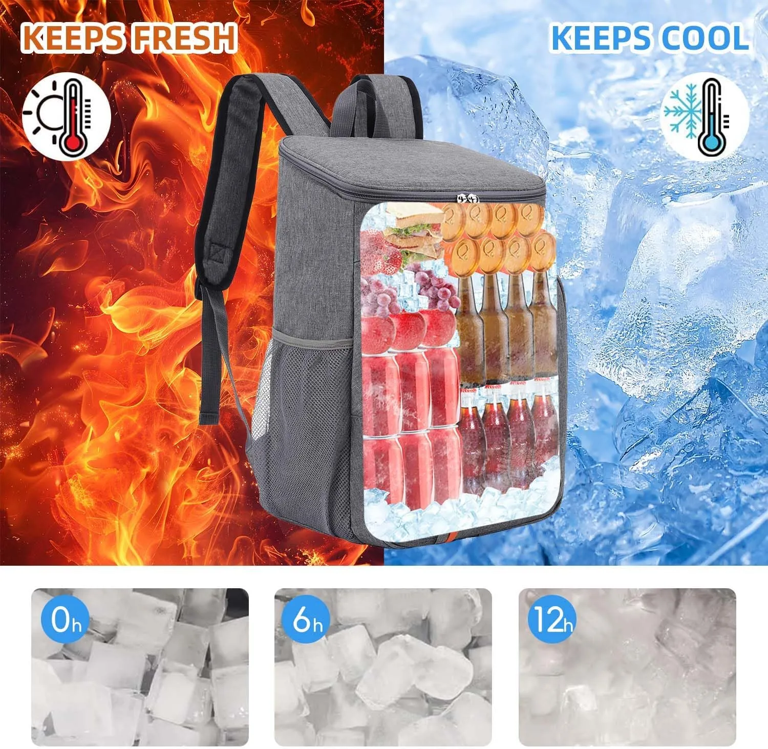 Camping Cooler Backpack 25 Cans, Leak Proof Insulated Thermal Bag, Beach Travel Picnic Lunch Backpack for Men Women
