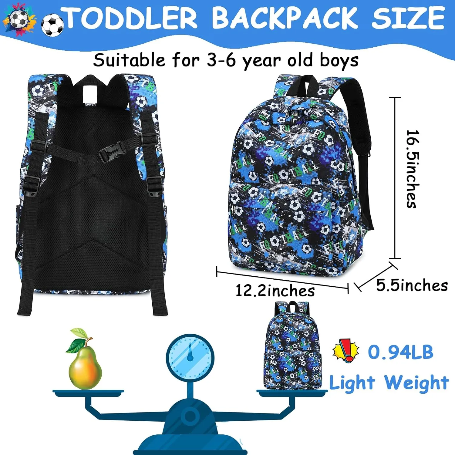 CAMTOP Backpack for Kids, Boys Girls Preschool Backpacks with Lunch Box Toddler Kindergarten School Bookbag Set