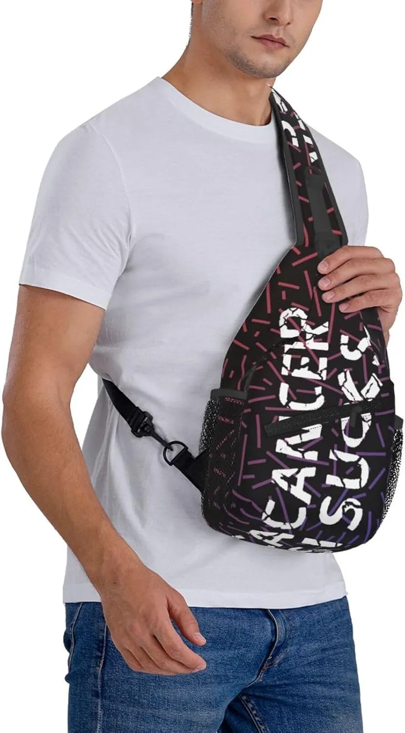 Cancer Sucks Crossbody Backpack Chest Shoulder Bag Lightweight One Strap Travel Hiking Daypack