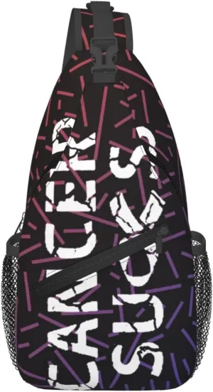 Cancer Sucks Crossbody Backpack Chest Shoulder Bag Lightweight One Strap Travel Hiking Daypack