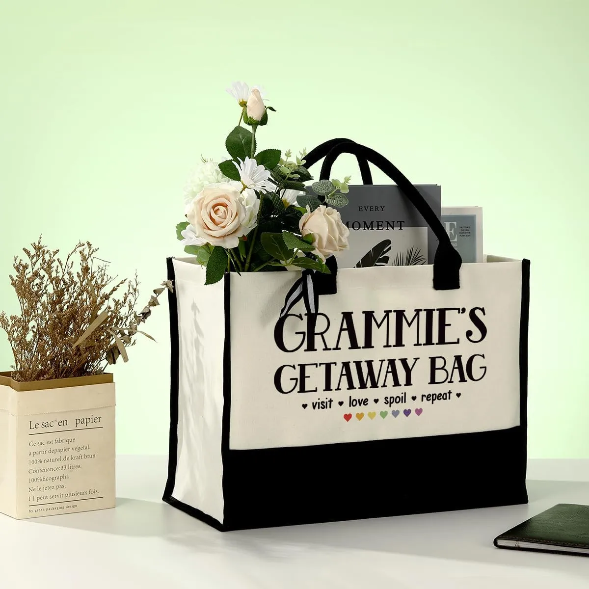 Canvas Bag Gift for Grammie, Gammie Gift, Grammie's Getaway Bag, Cotton Canvas Tote Bag, Shoulder Beach Bag, Reusable Shopping Bag, Women Canvas Bag Gift for Grammie, Mother's Day Gift for Grandma