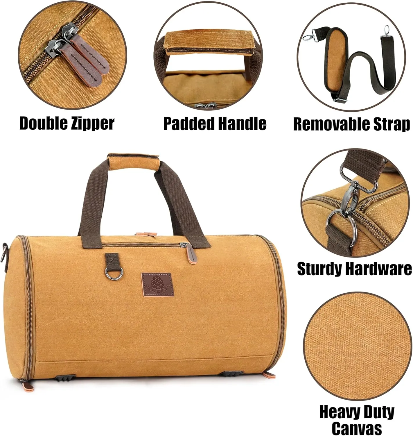 Canvas Duffle Bag for Men - 50L-70L Large Weekender Overnight Expandable Carry On Bag