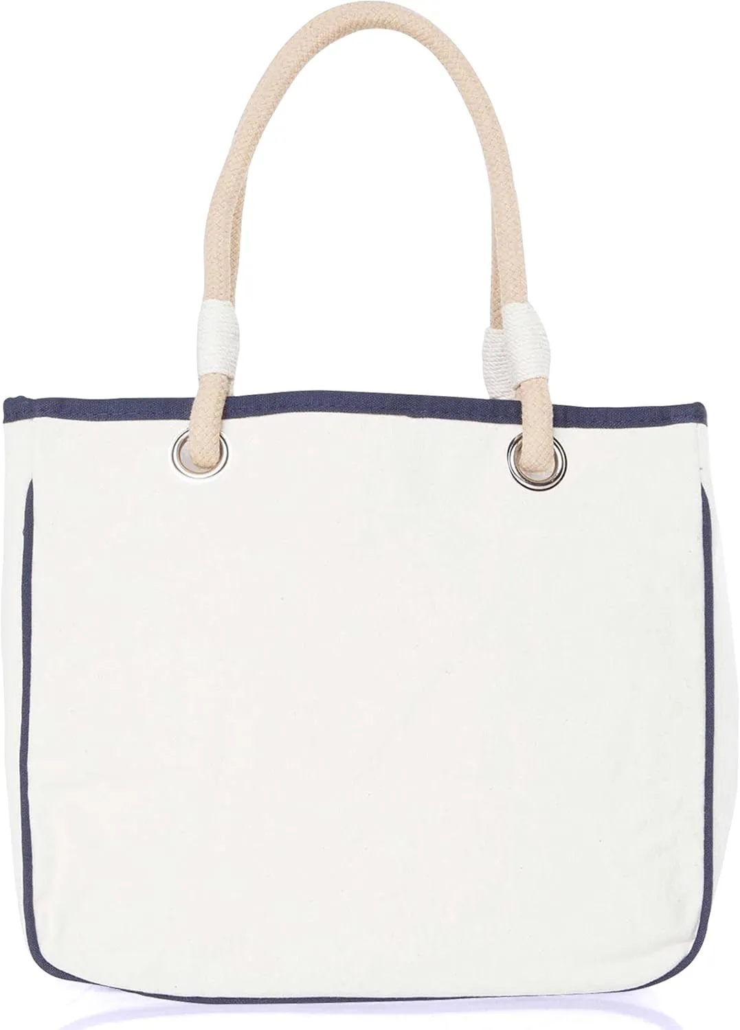 Canvas Rope Handle Tote Bag For Women - Metal Grommets - Perfect For Traveling, Groceries