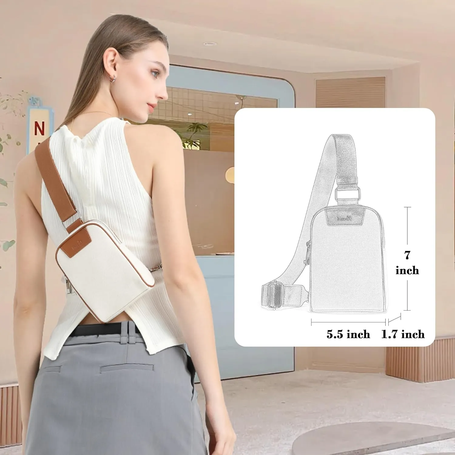 Canvas Small Sling Bag for Women Men Anti Theft Crossbody Bags RFID Blocking Cross Body Bag for Woman Travel Sling Purse