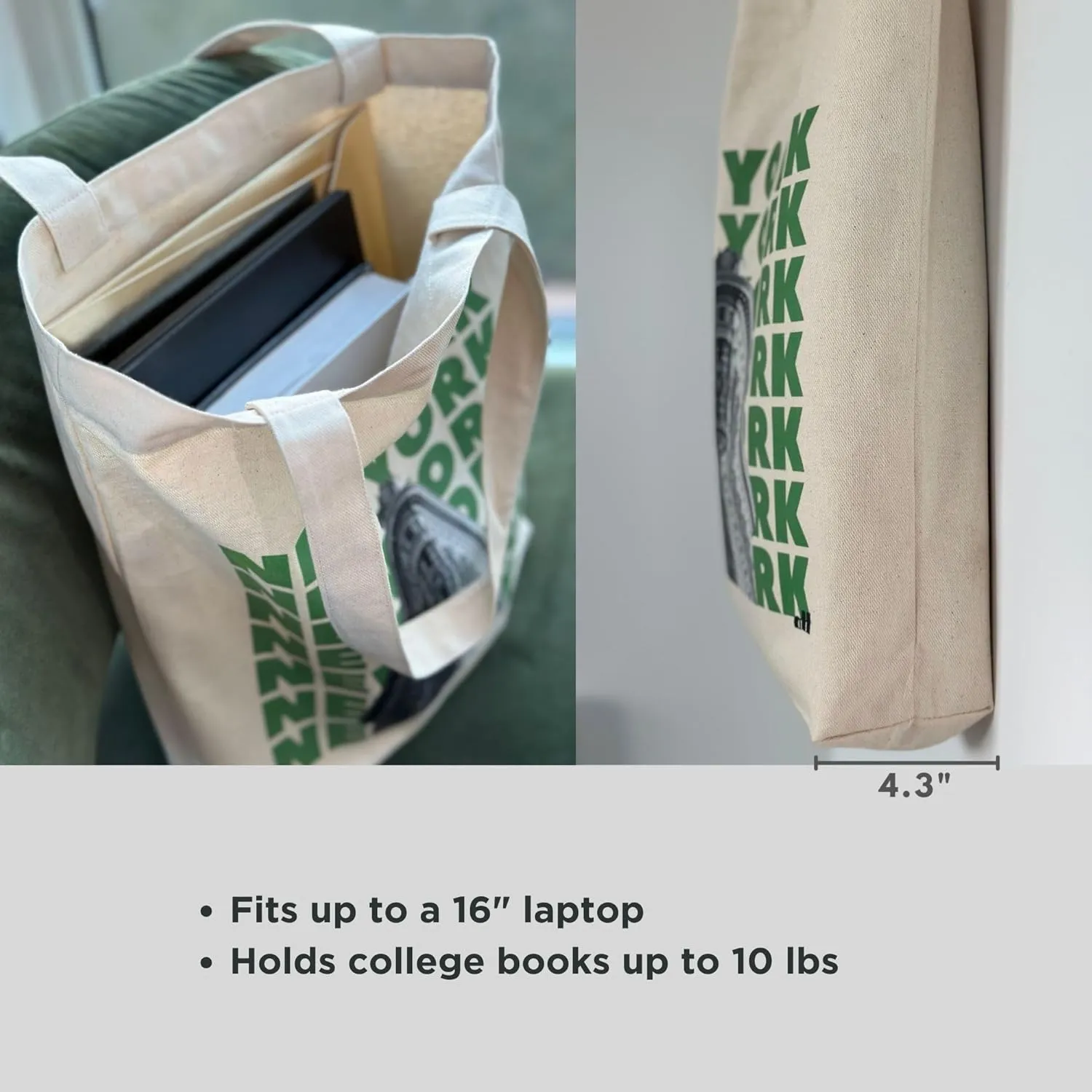 Canvas Tote Bag for Women, Shoulder Laptop Bag for Work, Aesthetic Tote Bag for Everyday, Reusable Shopping Bag