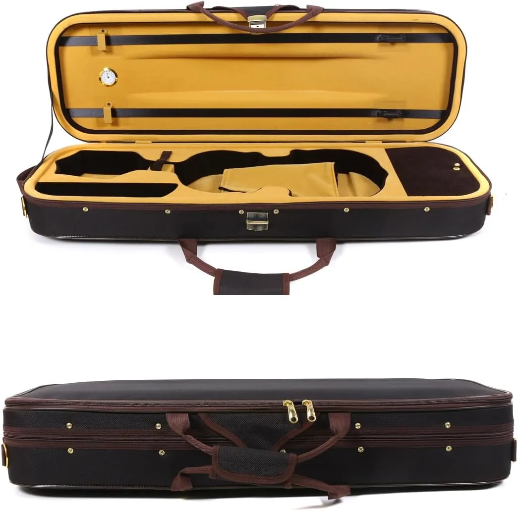 Canvas violin box 4/4 Full Size Wooden Oblong violin Case with durable Straps 2 bow holder travel violin case bag