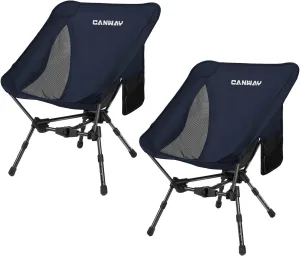 CANWAY Portable Camping Chair, Ultra-Compact and Lightweight Folding Chair for Camping, Beach, Picnic, Lawn Concerts, Hiking, Backpacking, Adjustable Height