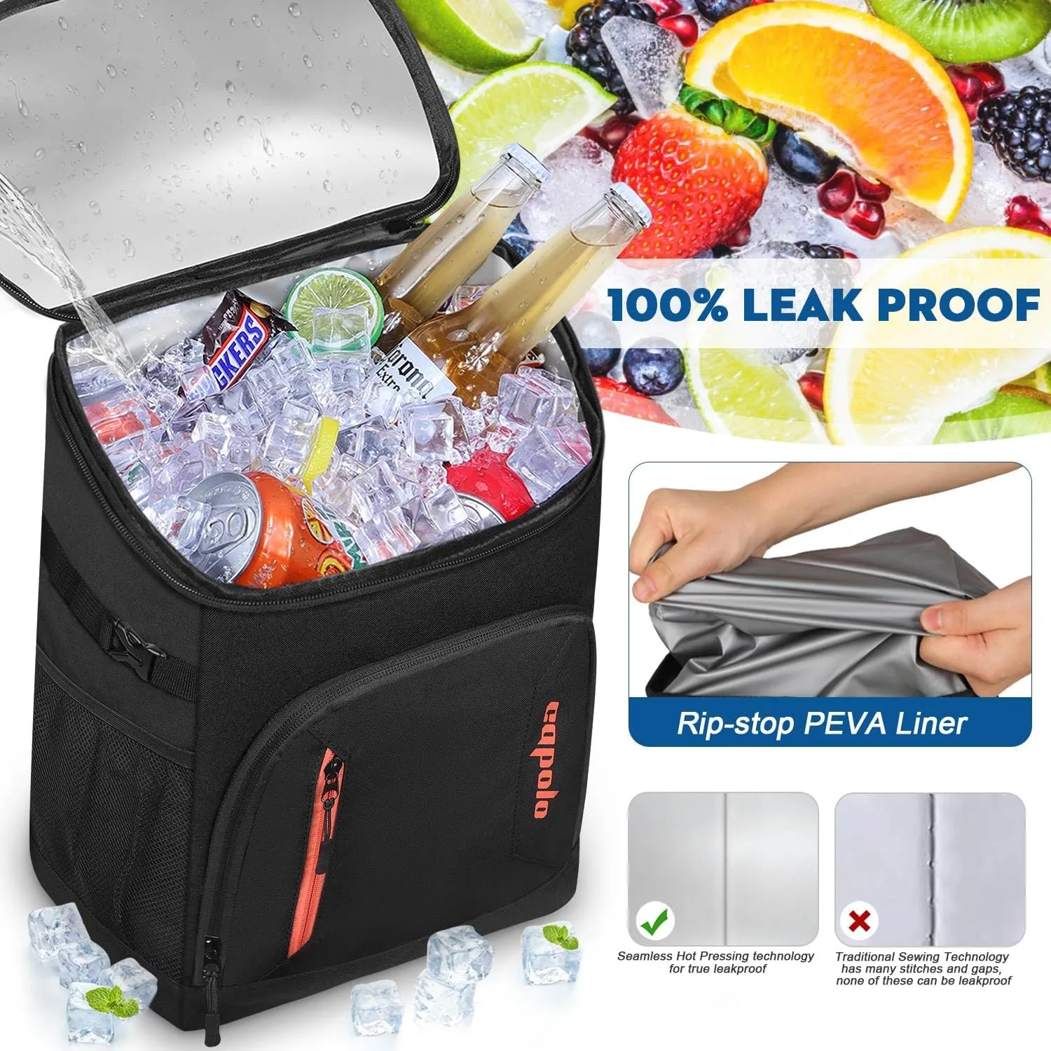Capolo Cooler Backpack 30/45 Cans, Insulated Thermal Bag Beverage Soft Cooler Lunch Camping Travel Picnic Hiking for Men Women